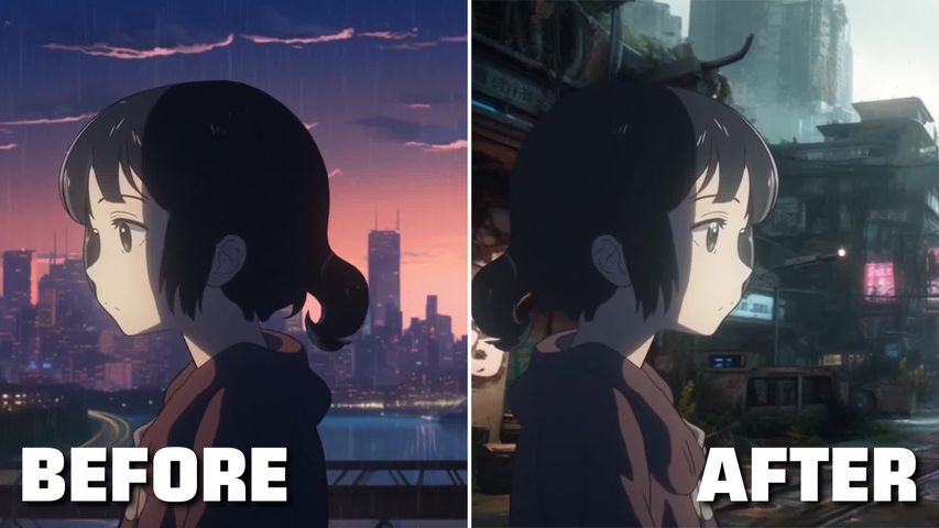 lofi anime girl viz midjourney background before after fixed - Poster image