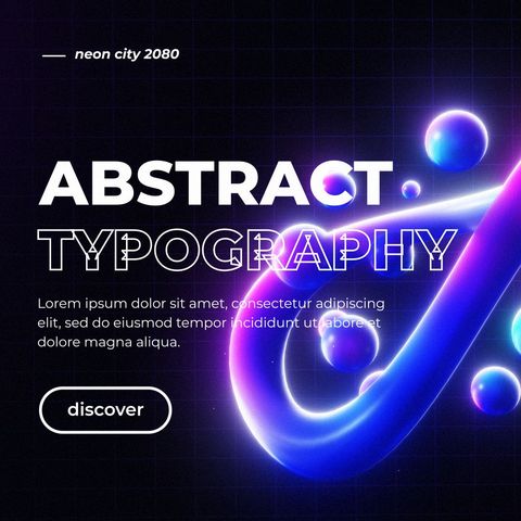 Neon Retro Typography 1 - Square - Original - Poster image