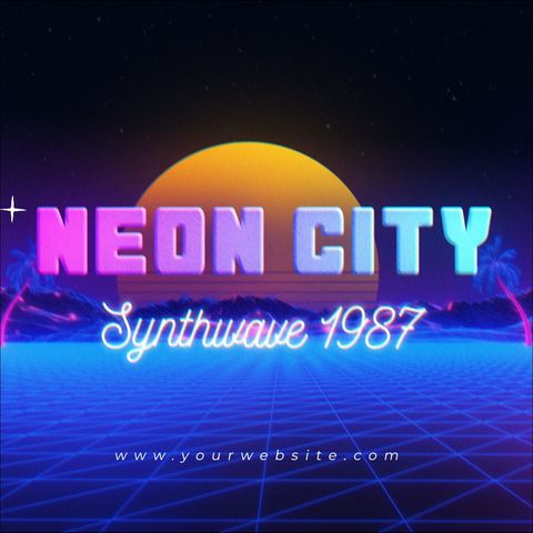 Neon Retro Typography 4 - Square - Original - Poster image