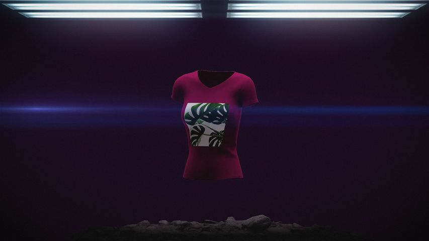 Urban Female T-Shirt Mockup - Purple T Shirt - Poster image