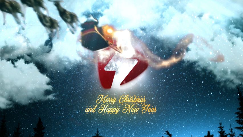 Santa's Sleigh Greeting - Original - Poster image