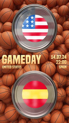 Basketball Team Versus Screen - Vertical - Orange - Poster image